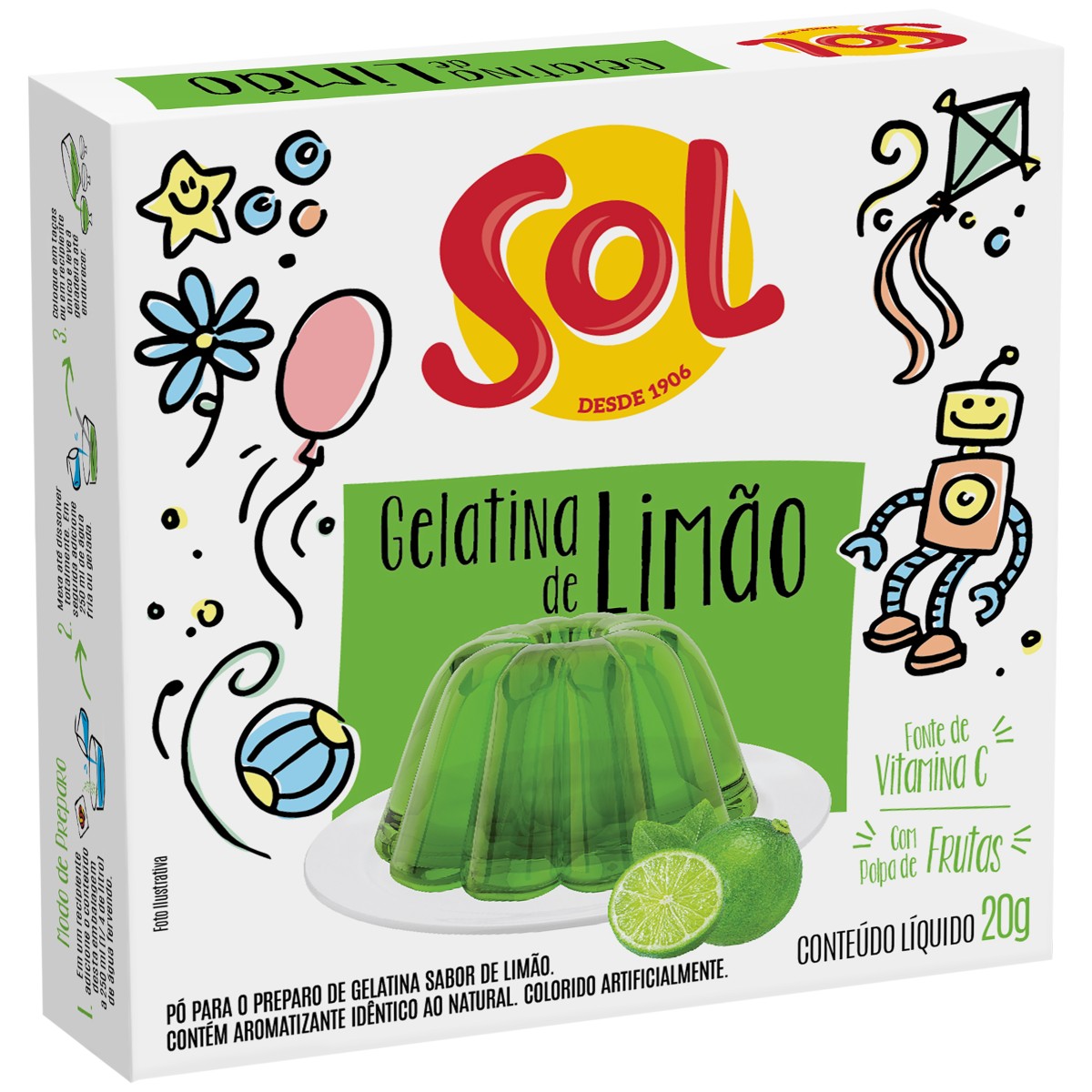 Gelatina Sol Limão 20g